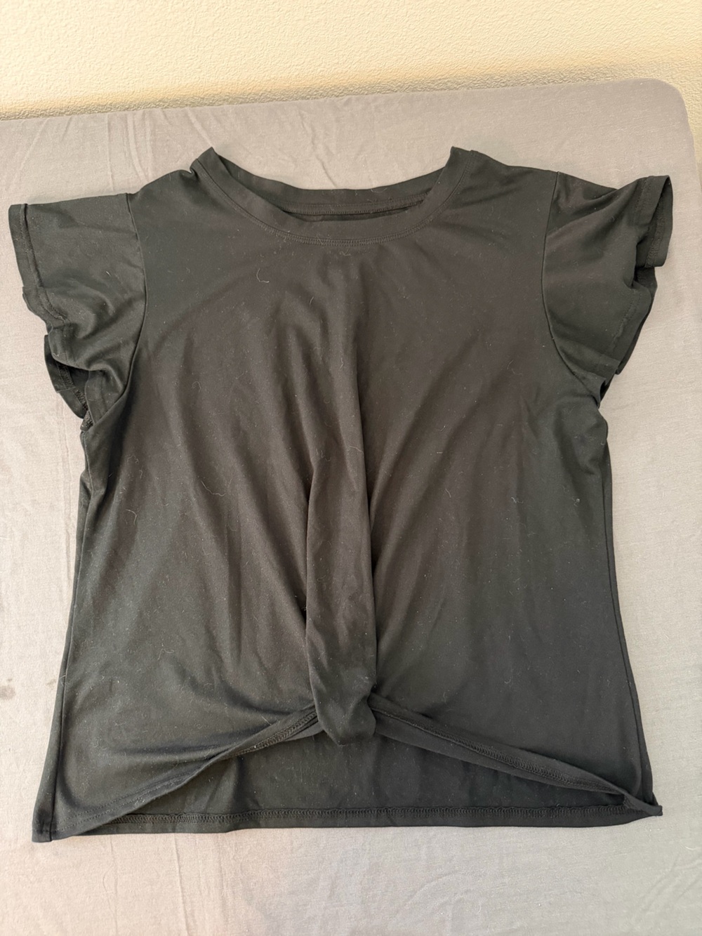 just be Black Knot-Front Short Sleeve Top